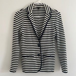 Talbots Knit Black and Cream Striped Blazer